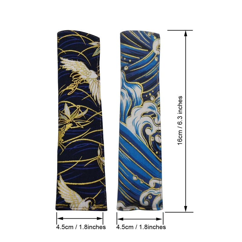 enyuwlcm Fabric Fountain Pen Case Single Pen Sleeve Holder for Pocket Vintage Pen Cover Waves and Propitious Clouds 2 Packs - Image 2